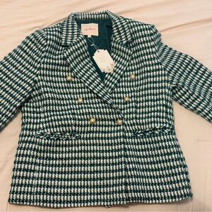 Ivy City Co. Green and White Houndstooth Blazer